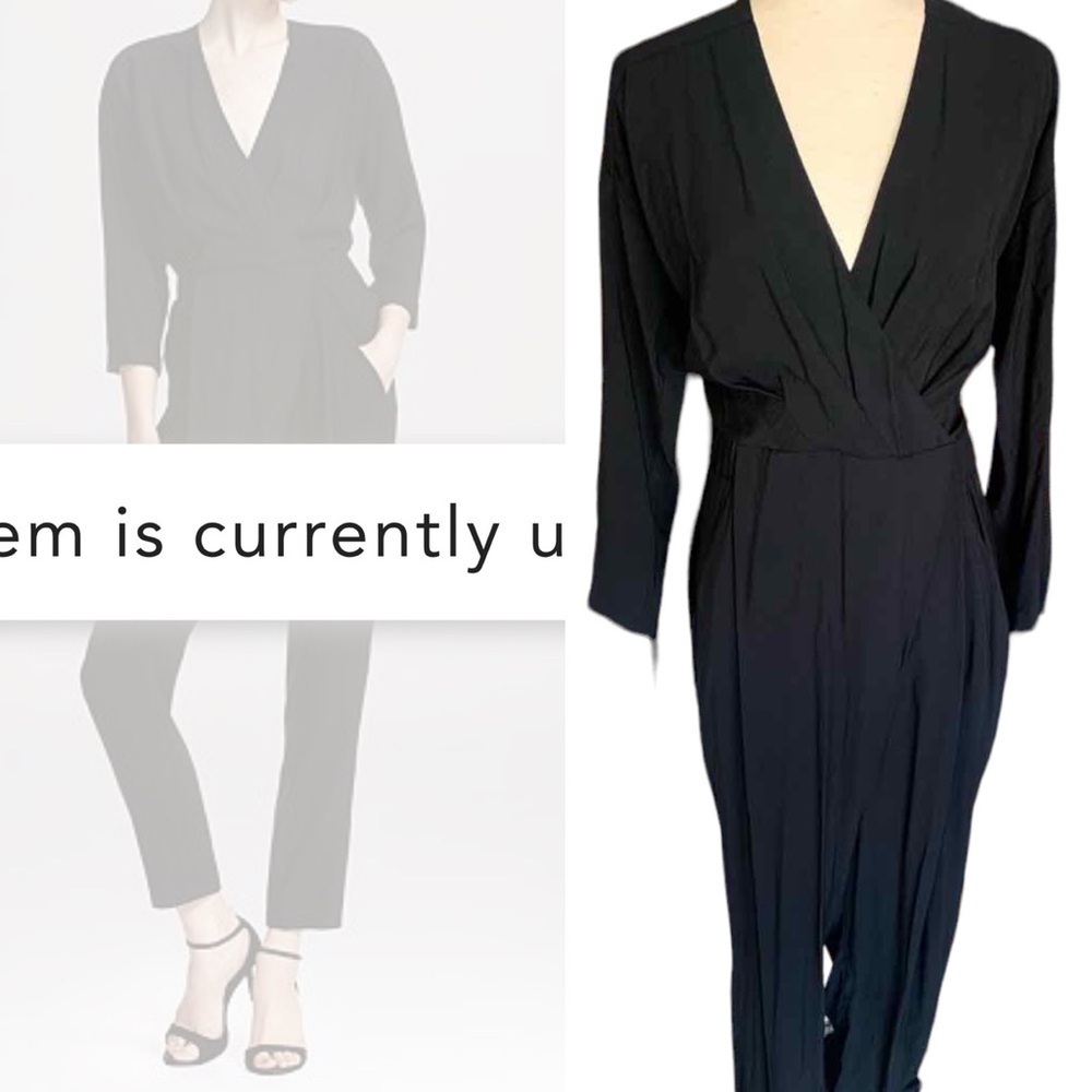 New! Whistles Eliza Crossover Jumpsuit NWT Black, US 8 UK 12 EU 40 Medium 8874